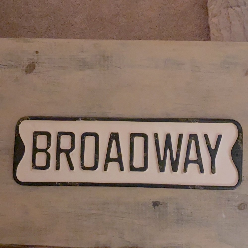 Tin, rustic/vintage, Broadway sign, like new!